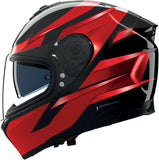 Integralhelm Speeding Für Motorrad Nolan N80-8 Schwarz / Rot Chrom Fervo 355 Grösse M