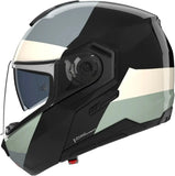 Klapphelm Travelling Für Motorrad Nolan N90-3 06 Schwarz / Elfenbein / Anthrazit / Grüngrau Blocco 354 Grösse Xs