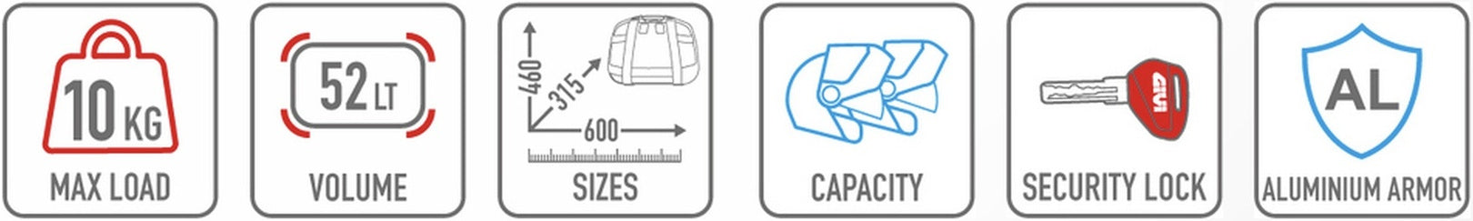 Monokey Trekker Aluminium Top Case - 52 Lt Trekker Aluminium - Givi Compatible With Sym Adx 300 (2024)