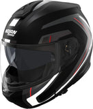Flip-Up Travelling Motorcycle Helmet Nolan N100-6 Black / Silver / Red Radiante 357 Size Xl
