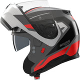 Klapphelm Travelling Für Motorrad Nolan N100-6 Lavagrau / Weiß / Rot Cinetico 361 Grösse M