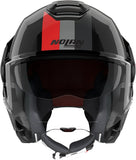 Klapphelm Travelling Für Motorrad Nolan N120-1 Schwarz / Rot / Grau Lineo 351 Grösse Xs
