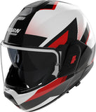 Flip-Up Travelling Motorcycle Helmet Nolan N120-1 White / Black / Red Ciclone 363 Size M