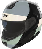 Klapphelm Travelling Für Motorrad Nolan N90-3 06 Schwarz / Elfenbein / Anthrazit / Grüngrau Blocco 354 Grösse Xl