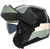 Klapphelm Travelling Für Motorrad Nolan N90-3 06 Schwarz / Elfenbein / Anthrazit / Grüngrau Blocco 354 Grösse Xs